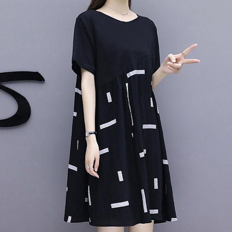 

2020 New Style Fashion Elegant Women Sexy Casual Round Neck Loose Comfort Dress Formal Long Dress Sexy Clubwear