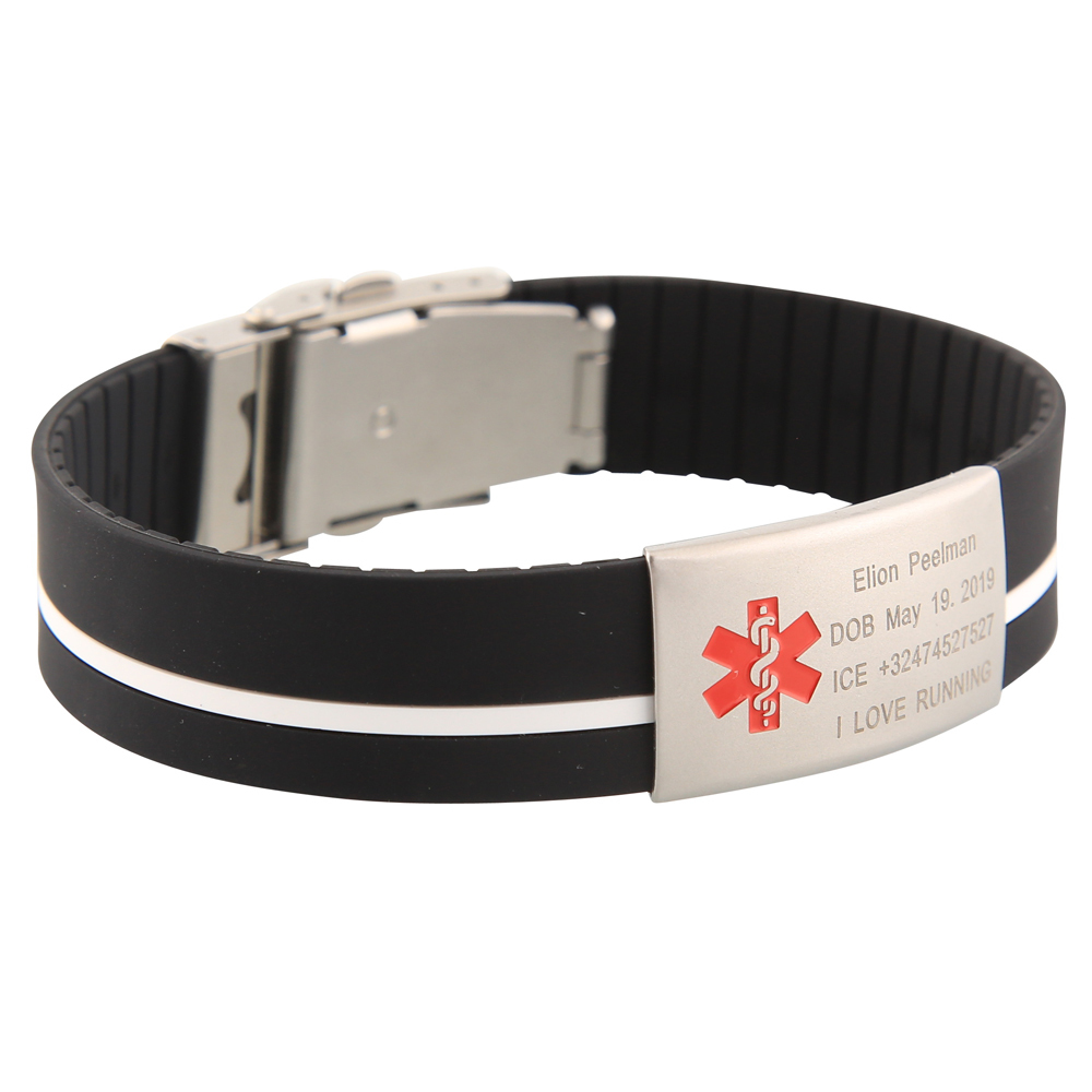 Personalized Custom Child Kids Wristband Medical Sign SOS ID Safety