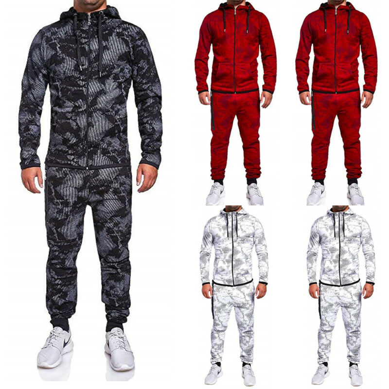 

Mens Spring Autumn Outdoor Fitness Tracksuit Set Hoodie Sweatsuit Slim Fit Top Bottoms Joggers Gym Jogging, Black