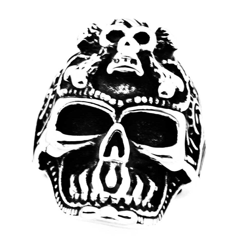 

FANSSTEEL STAINLESS STEEL punk vintage mens womens JEWELRY cross bone GHOST SKULL SIGNET RING MEDALLION SKELETON GOTHIC BIKER RING FSR20W61