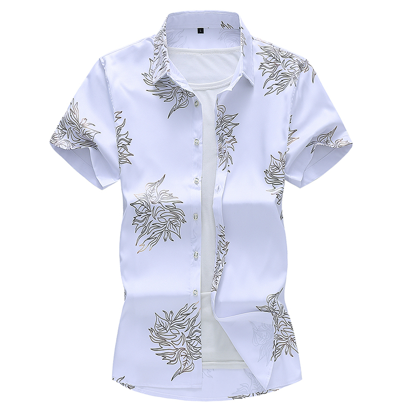 

Plus Size 5XL 6XL 7XL Men's Flower Shirt 2020 Summer New Style Fashion Casual Short Sleeved Hawaiian Shirt Male Printed top, White