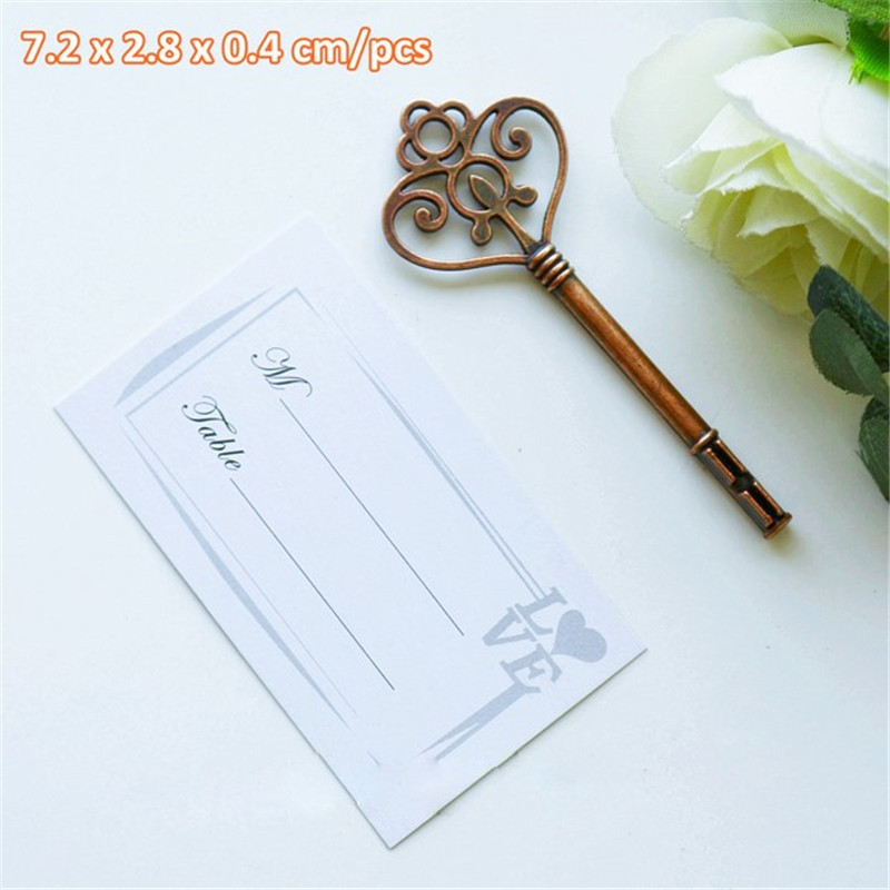 

Antique Bronze Key Shaped Place Card Holder Wedding Favors Card Holder Party Table Decoration Wedding Favor Holders