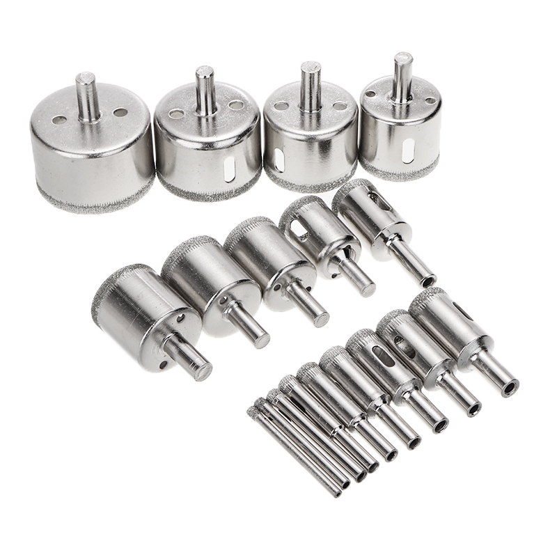 

18 Size Glass Tile Drill Bits Diamond Core Porcelain Hole Saw Drilling Bit HSS Ceramic Glass Marble Drill Bits Tool 4mm-50mm