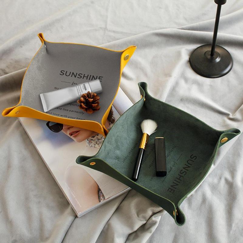 

Jewelry Pouches, Bags Faux Leather Home Desktop Keys Cosmetic Snack Storage Tray Holder Box Organizer Display Accessory & Packaging