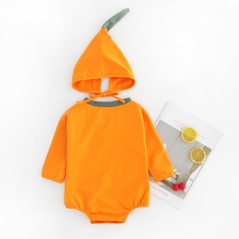 

2pcs Hot Sale Baby Romper Wear-resistant Cute Baby Boy Girl Pumpkin Clothes Set Cotton Long Sleeve Chic Romper+Hat, Yellow