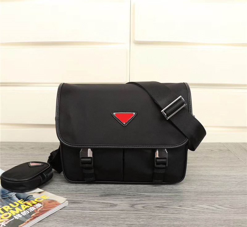 

Free global shipping classic 2V034 luxury bag double suit canvas leather cowhide men's shoulder bag top quality handbag size 26cm 19cm 10cm, Red black