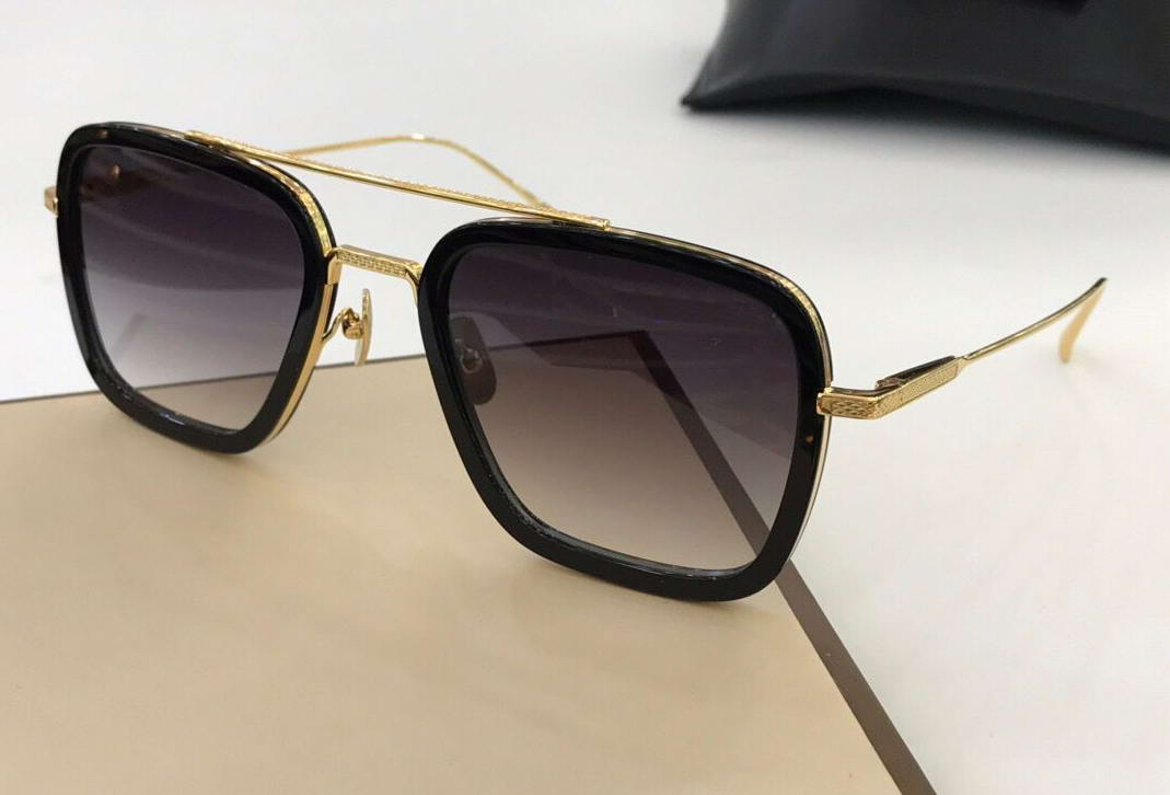

Matte Black Gold Square Sunglasses Smoked Grey 7806 Vintage Sungalsses Shades Fashion Men Sunglasses UV protection New with Box