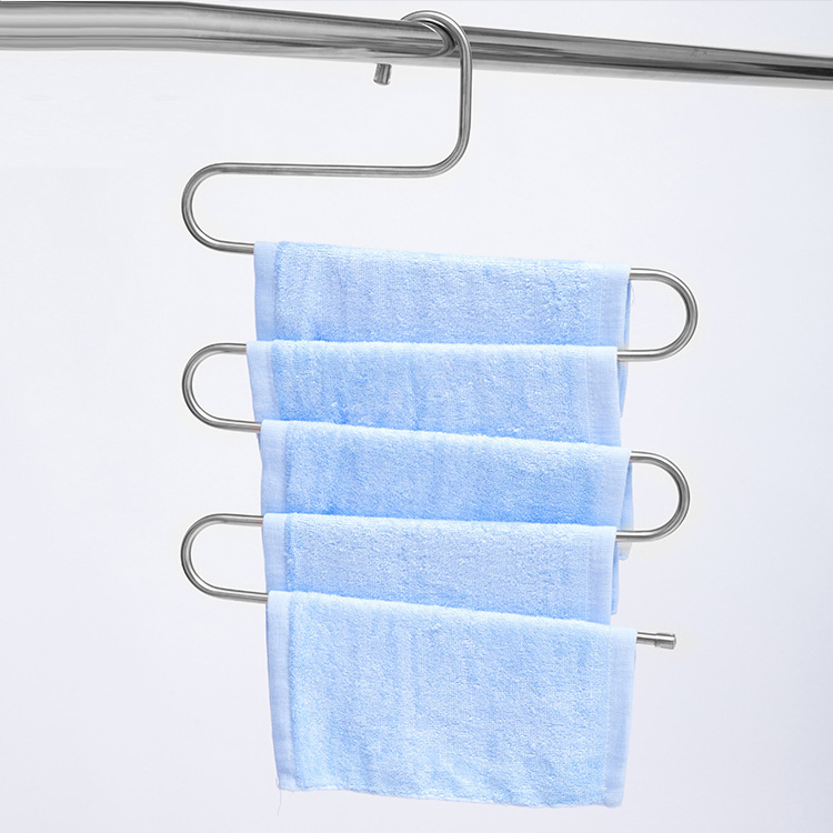 

Fashion Multifunction Stainless Steel Hanger 5 Layers S Shape Magic Pant Hanger Scarf Hangers Durable Towel Clothes Storage Rack DBC VT0875