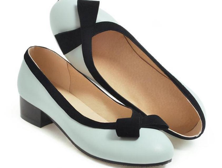 

2019 Women's shoes in Spring and Autumn with New style Low heel Coarse heel round head bowknot@248, Beige