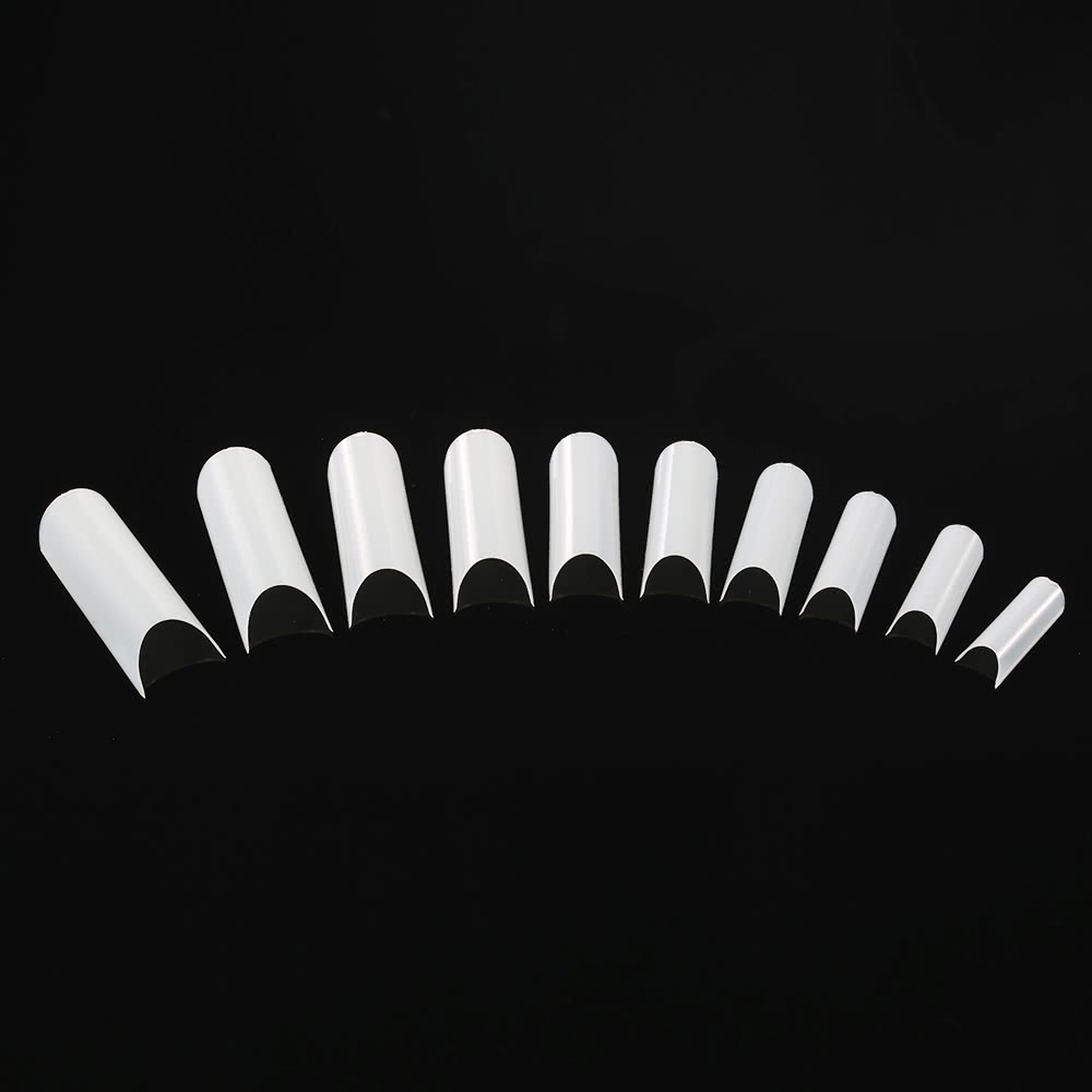

500Pcs/Pack White False Nail Art Tips C-shape French Nail Tips Acrylic C Curve False Mold Tools 10 Sizes Fake Nails, Transparent color
