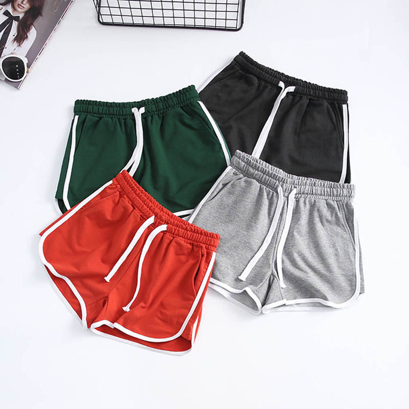 

Women Elastic Waist Shorts Summer Soft Breathable Fashion All-Match Shorts Solid Casual Elastic Drawstring Patchwork Soft, Red