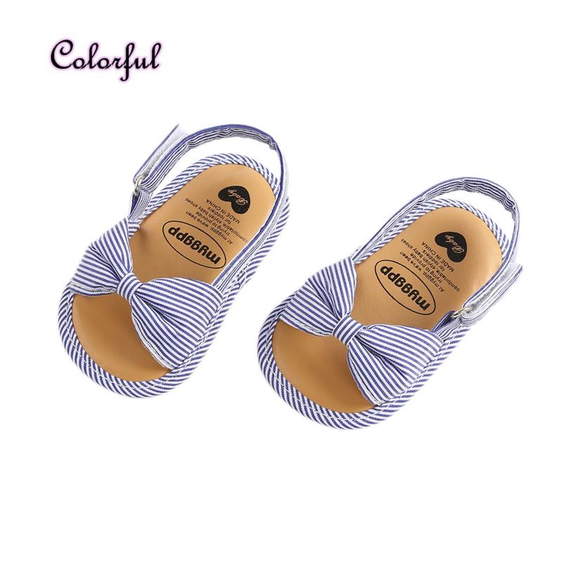 

1Y Baby Summer Shoes Non-Slip Sandal Striped Walking Soft-Soled Hollow-out Birthday Gift Bow Sneaker, Black