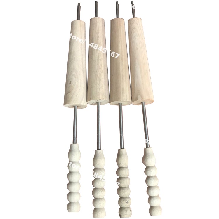 

Free Shipping Brand New 4pcs Wodden Roll Hungarian Chimney Cake Grill Chimney Cakes making machine Kurtos Kalacs Roller