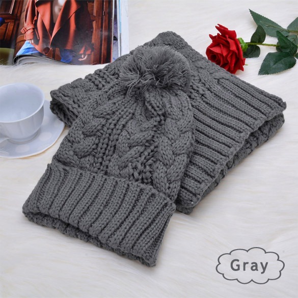 

Hats, Scarves & Gloves Sets Winter Scarf And Hat 2pcs Set Plush Ball Beanie Autumn Lady Warm Knitted Cap Vintage Women Bonnet Femme Black/Re