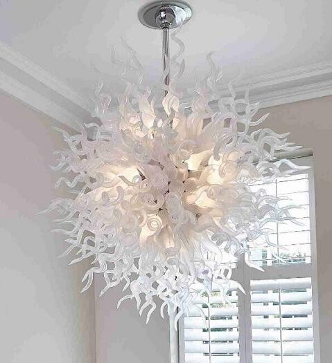 

Flush Mount White Blown Chandelier Lamps Lighting Indoor Art Decor LED Circle Pendant Light Murano Glass Chandeliers Ceiling Lights