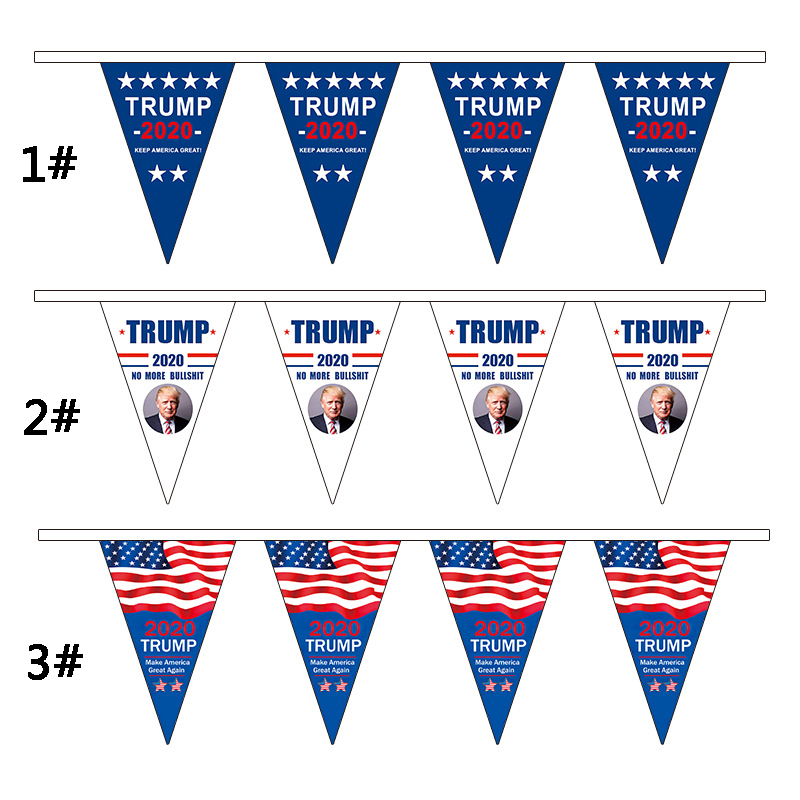 

2020 Trump Triangle Flag Banner USA President Election Trump Supporter Pull Flag Make America Great Again Flag Home Party Supplies BC VT1099