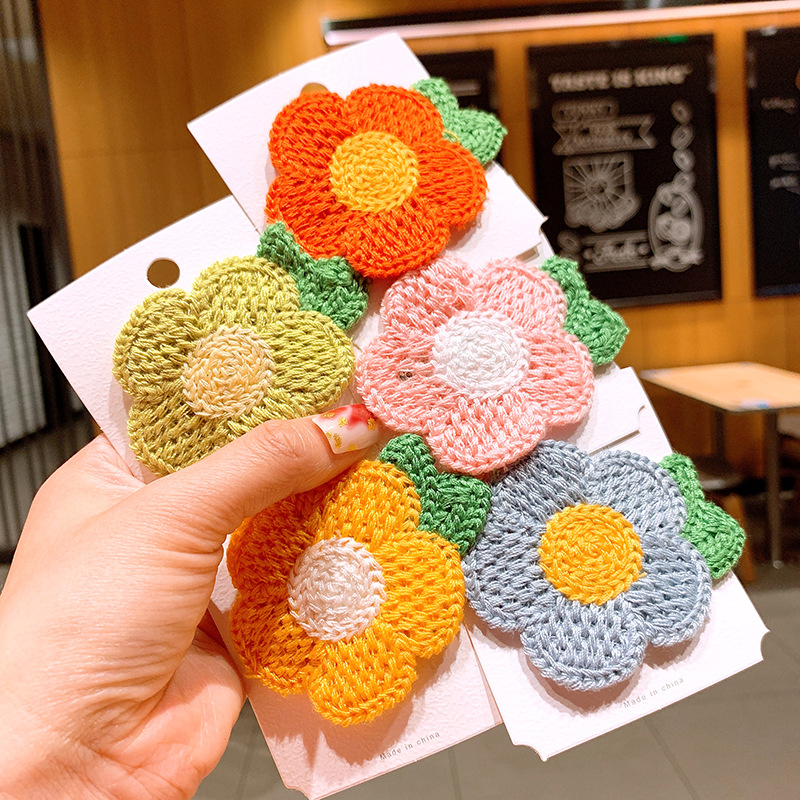

Candy Colors Weave Flower Hairpin For Children Sweet Simple Kid BB Clip Hair Clip Bezel For Hair korea Accessories Children
