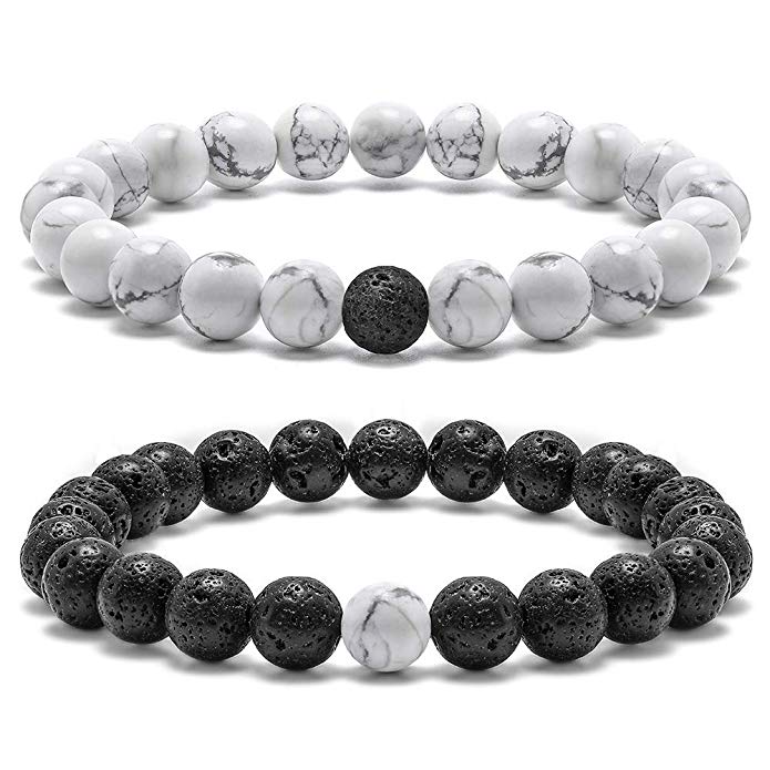 

Lava Rock Couples Bracelet for Women 8mm Natural Stone Bead Couples Stress Relief Yoga Bracelet Anxiety Healing Bracelet for Women Men