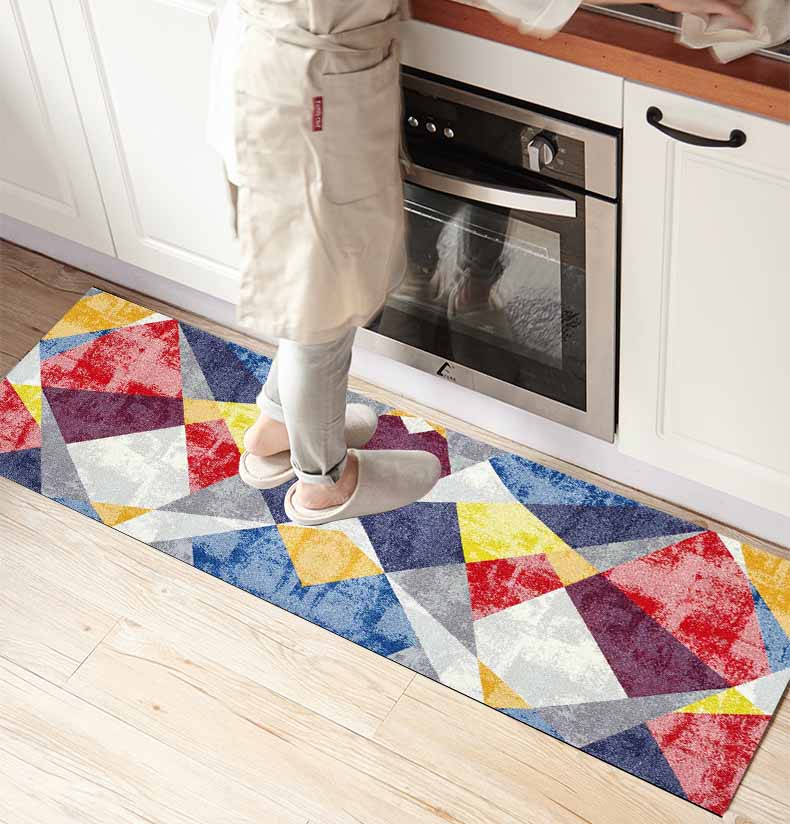 

Else Red Blue White Patchwork Vintage 3d Print Non Slip Microfiber kitchen counter Modern Decorative Washable Area Rug Mat, As pic