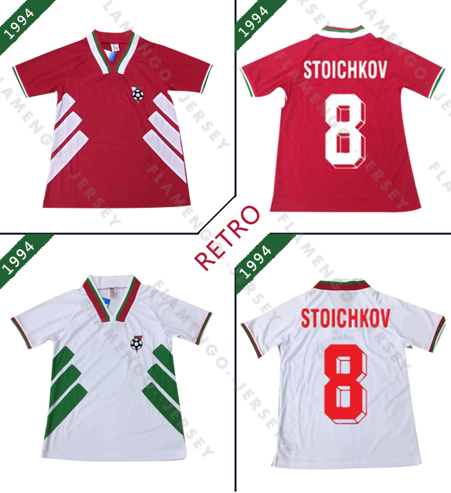 

Bulgaria 1994 Retro World Cup national team soccer jersey home away red white 94 Vintage football shirt #8 STOICHKOV #3 IVANOV #22 ANDONOV