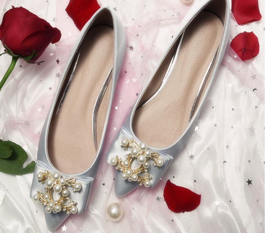 

2020 Spring and Autumn with New style fashion flat bottom pointed end bowknot silks and satins Women's shoes @AS1, Red