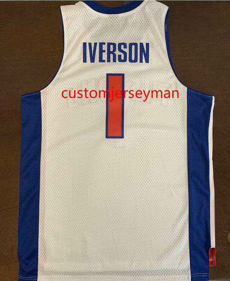 

baksketball jersey mens retro Allen #1 Iverson Jersey throwback Rare Vintage stitched custom made size S-5XL, White