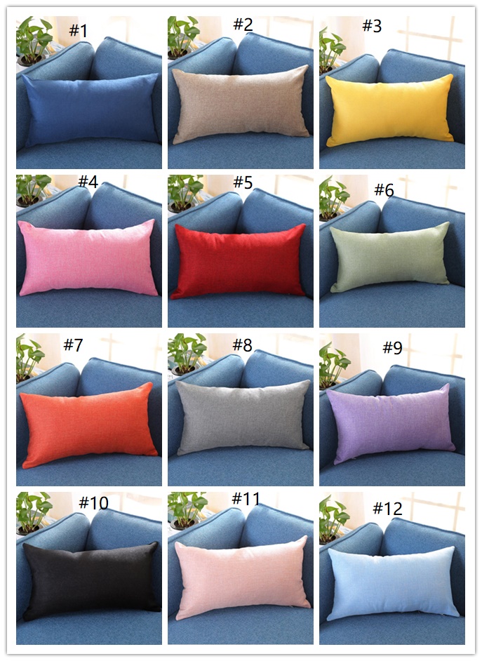 

New Rectangle Cotton Linen Pillowcase Solid Color Throw Pillow Case Cushion Cover Blank Pillow Cover Home Decoration Gift 15 Colors A2030