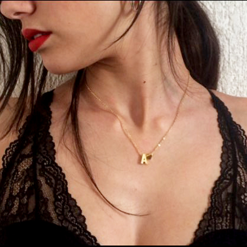 

Fashion Tiny Dainty Heart Initial Necklace Personalized Letter Necklace Name Jewelry for women accessories girlfriend gift