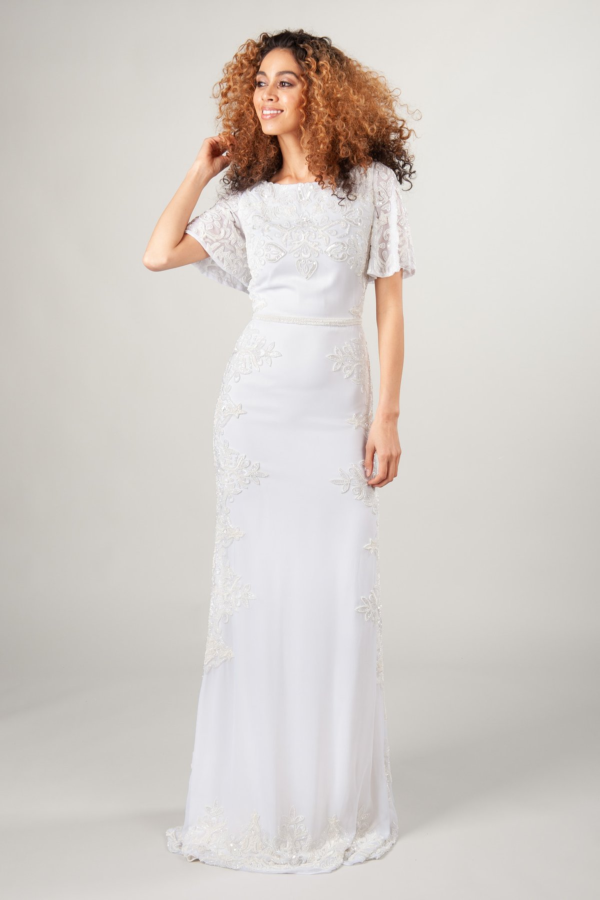 flutter sleeve wedding dress