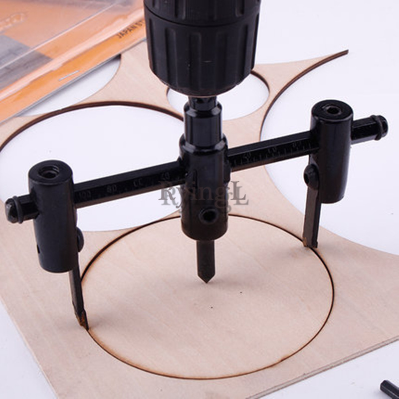 

30mm-200mm Woodworking Opener Adjust Wood Circle Hole Saw Cutter Tool Kit Set Cordless Drill Bit