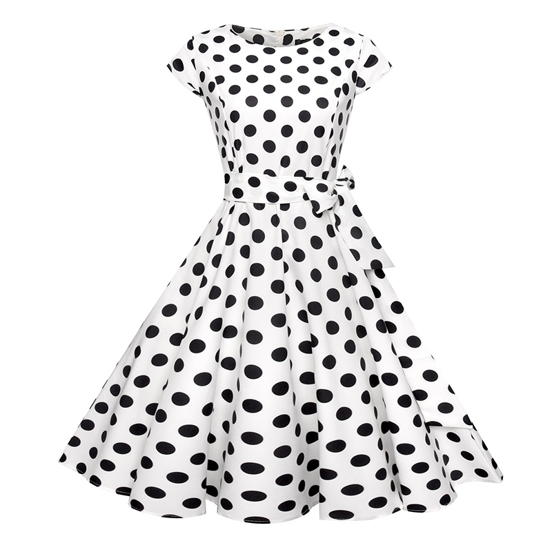 

Polka Dot Dress Bohemian Mini Dresses Short Sleeve Mini Dress Women Vintage Sashes Summer Dresses Plus Size Fashion Lady Vestido, As picture