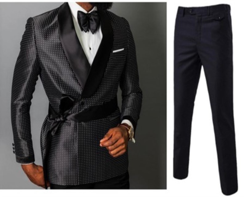 

The lastest fashion design double-breasted blazer men's groom wedding dress custom 3 pieces (jacket + pants + belt), Black