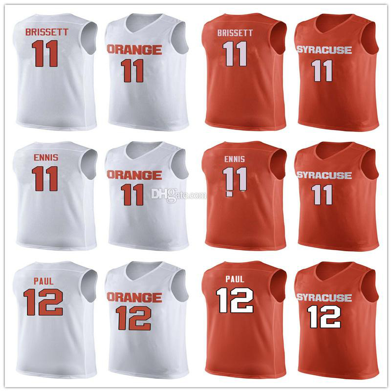 

Syracuse Orange College #11 Oshae Brissett Basketball Jersey Tyler Ennis #12 Brendan Paul Mens Stitched Custom Number Name Jerseys, As show