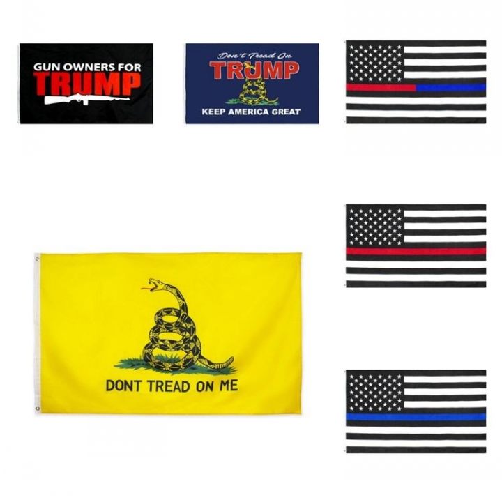 

US Stock New 90*150 Trump Flag 3x5 Feet Thin Blue Line Red Line US Flag 14 2020 Presidential Flags dont Tread on Me