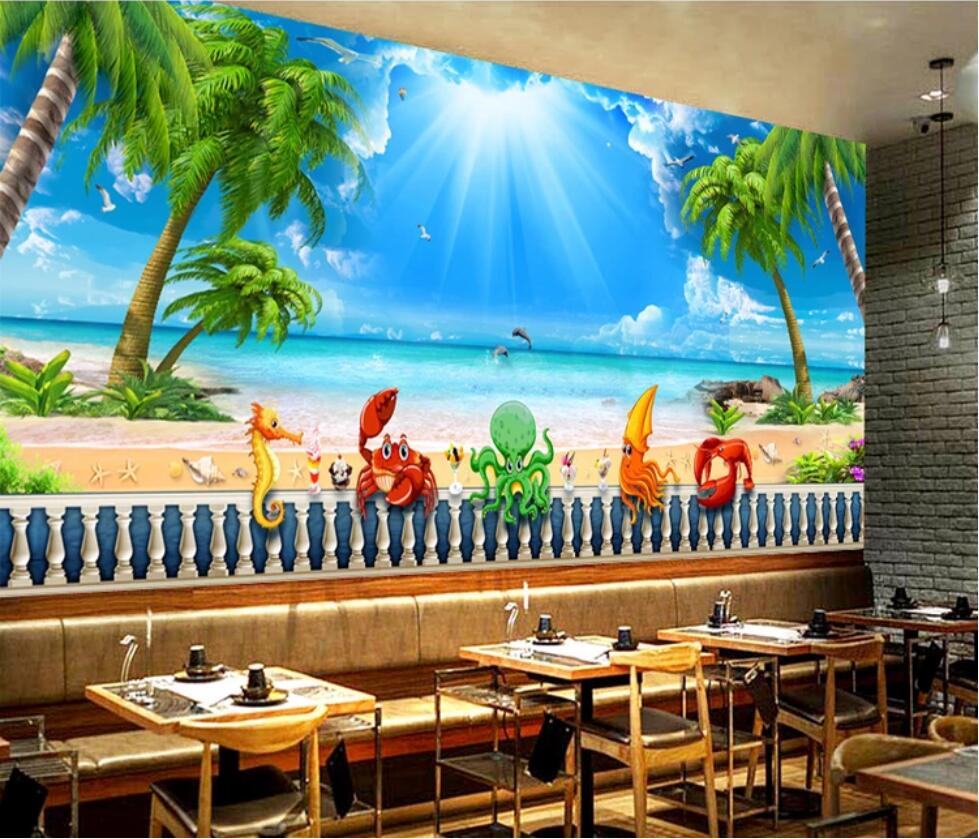 

3d wallpaper custom photo mural Tooling culture gourmet seaside animal background wall home decor wall art pictures, Non-woven fabric