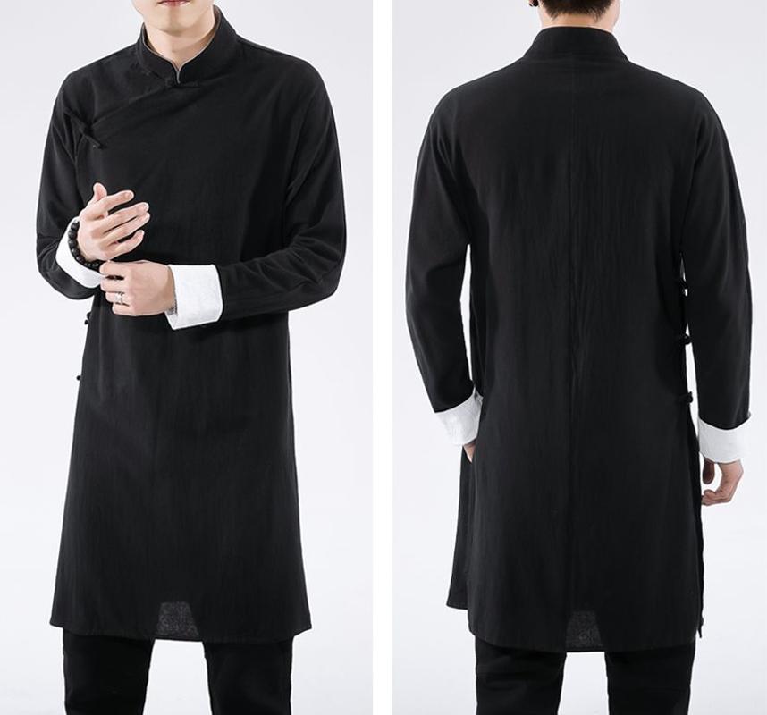 

Summer IP MAN cotton&linen Chinese style costume Wing Chun martial arts suits clothing taoist robe Crosstalk gown, Black