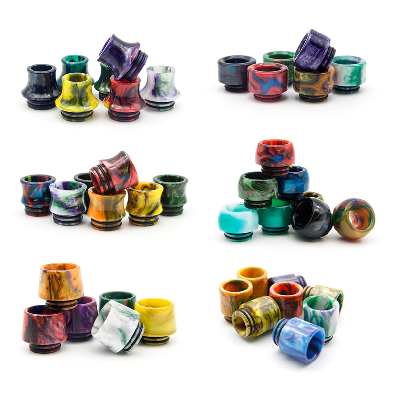 

810 Epoxy Resin Drip Tip Colorful 6 Types Resin Wide Bore Mouthpiece for TFV8 TFV12 Atomizers Tank ecig with Acrylic box DHL Free