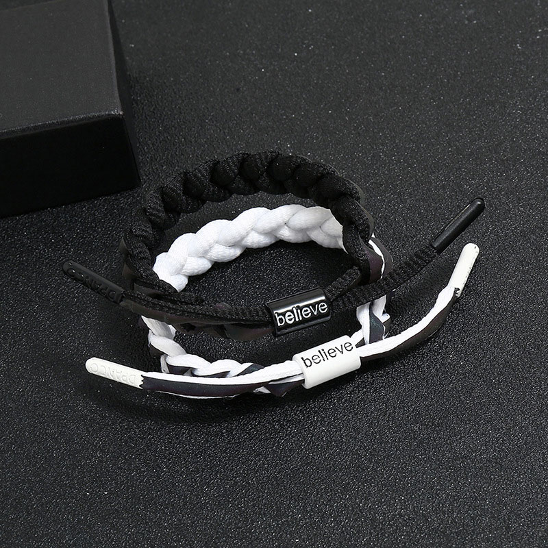 

Hot Selling New Handmade Woven Simple Believe Charm Bracelet Men women Vintage Braided Rope Lover Bangles Jewelry