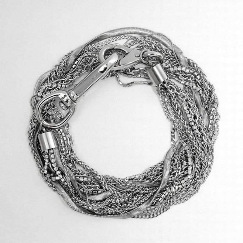 

Chains PD Metal Chain Rhinestone Necklace Pendant Belt Bag Simple Inlaid Brick Card Shoulder Strap