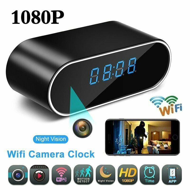 

Wi-Fi Search IP Camera 1080P HD Clock Cameras Wifi Control Concealed IR Night View Alarm Camcorder Digital Clock Video Camera Mini DV DVR