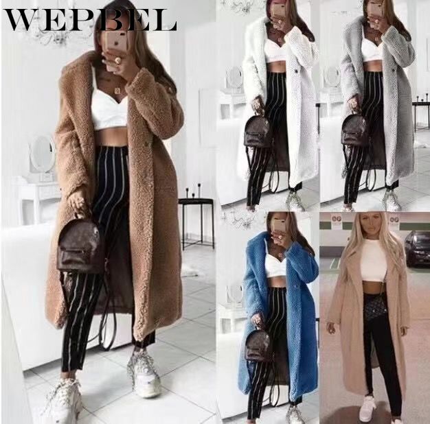 

WEPBEL Women Wool Blends Open Thick Warm Winter Autumn Casual Fashion Full Sleeve Long Ladies Blend, Black
