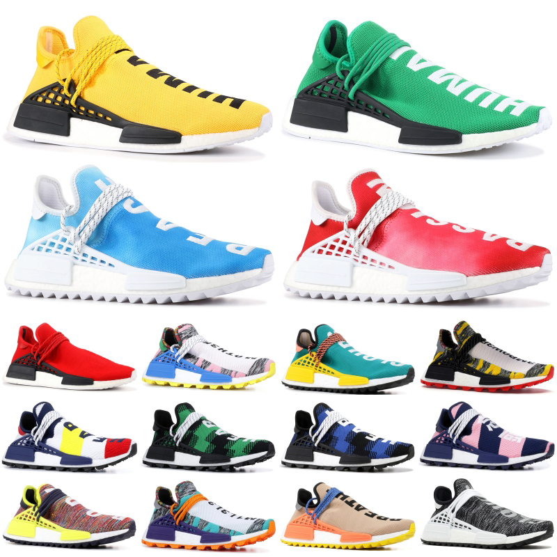 

2019 Human Race NMD Pharrell Williams Hu Solar Pack Orange Yellow Nobel Ink Scarlet BBC Mens Womens stylist Sneakers US 5-11.5, #27 pharrell yellow
