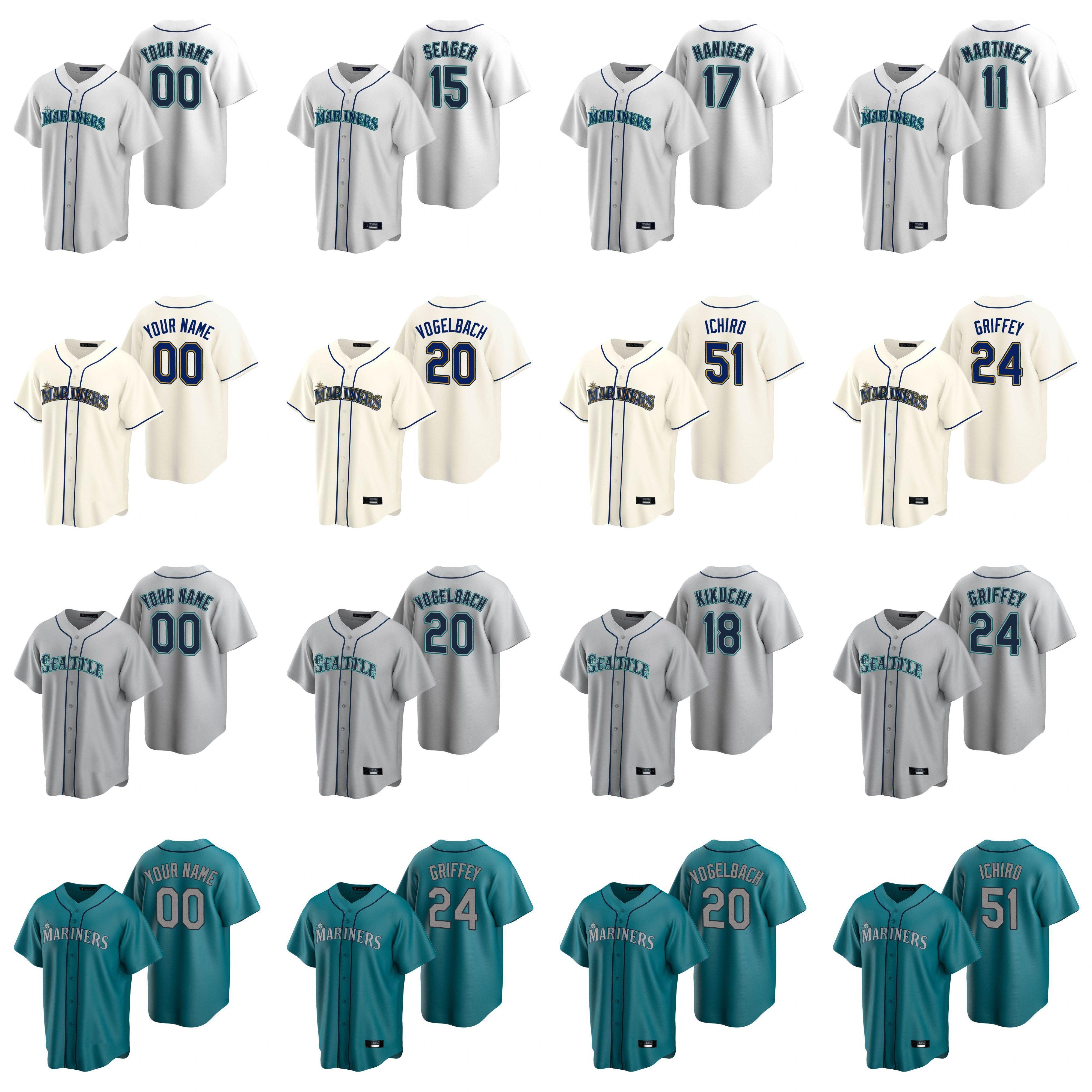 

Braden Bishop Seattle Marine Austin Nola J. P. Crawford Kendall Graveman Evan White Yoshihisa Hirano Buhner Baseball Jersey Custom Stitched, Blue;black