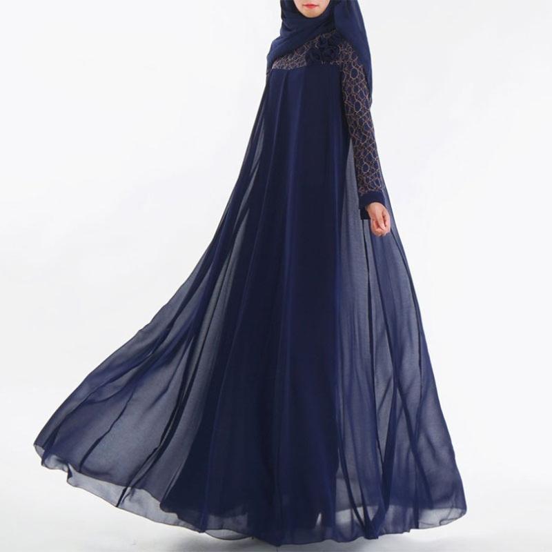 

Dubai Abaya For Women Muslim Turkish Long Dress Elegant Lace Sleeve Fashion Modest Long Robe Gowns Tunic Jubah Ramadan Arab
