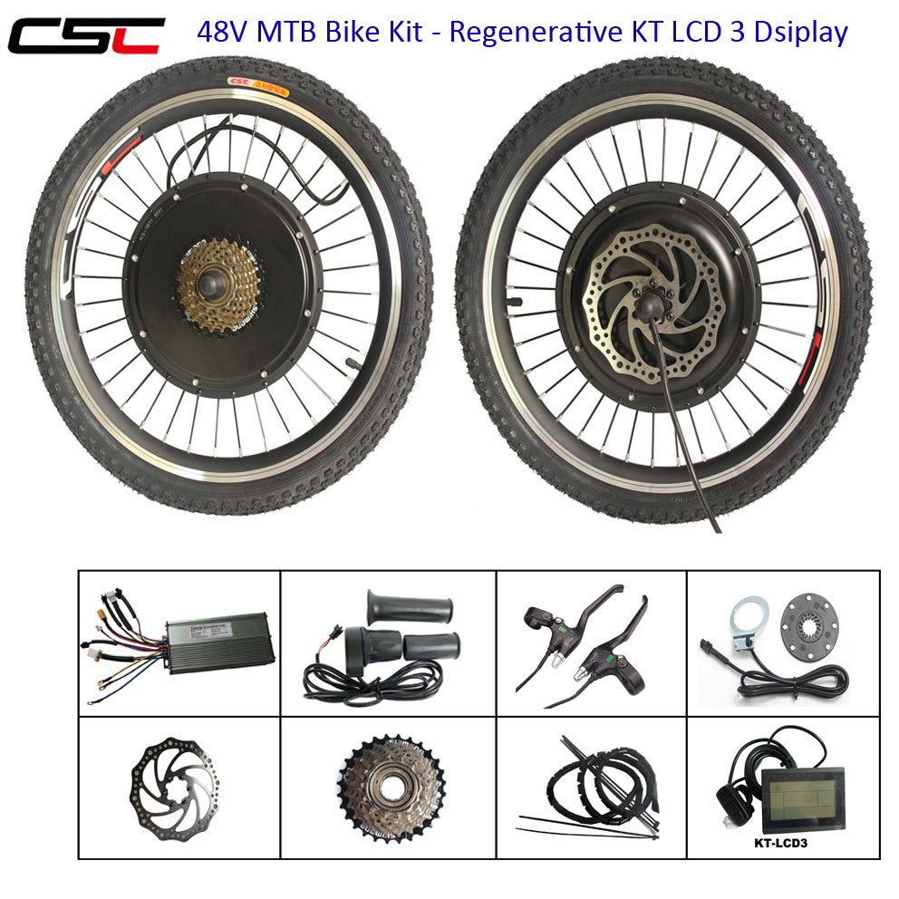 

CSC E-bike Kits Electric Bike Bicycle Conversion Kit 48V 1500W Front Rear Hub Motor Engine Kit Regenerative LCD display wi optional battery