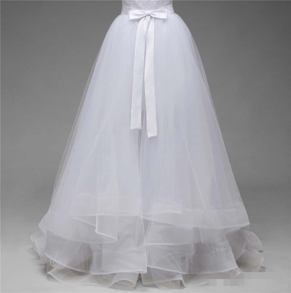 

2019 A Line Wedding Dresses Overskirt Detachable Train Tulle Organza Satin Sash Bow Free Size vestido de novia, Black