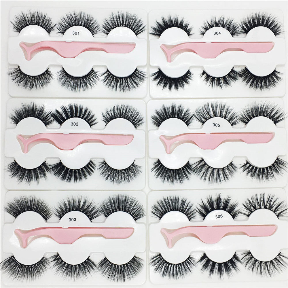 

The newest False eyelash 3d mink lashes 3 pair lashes thick Faux 3D real mink eyelashes with tweezers in box 6styles
