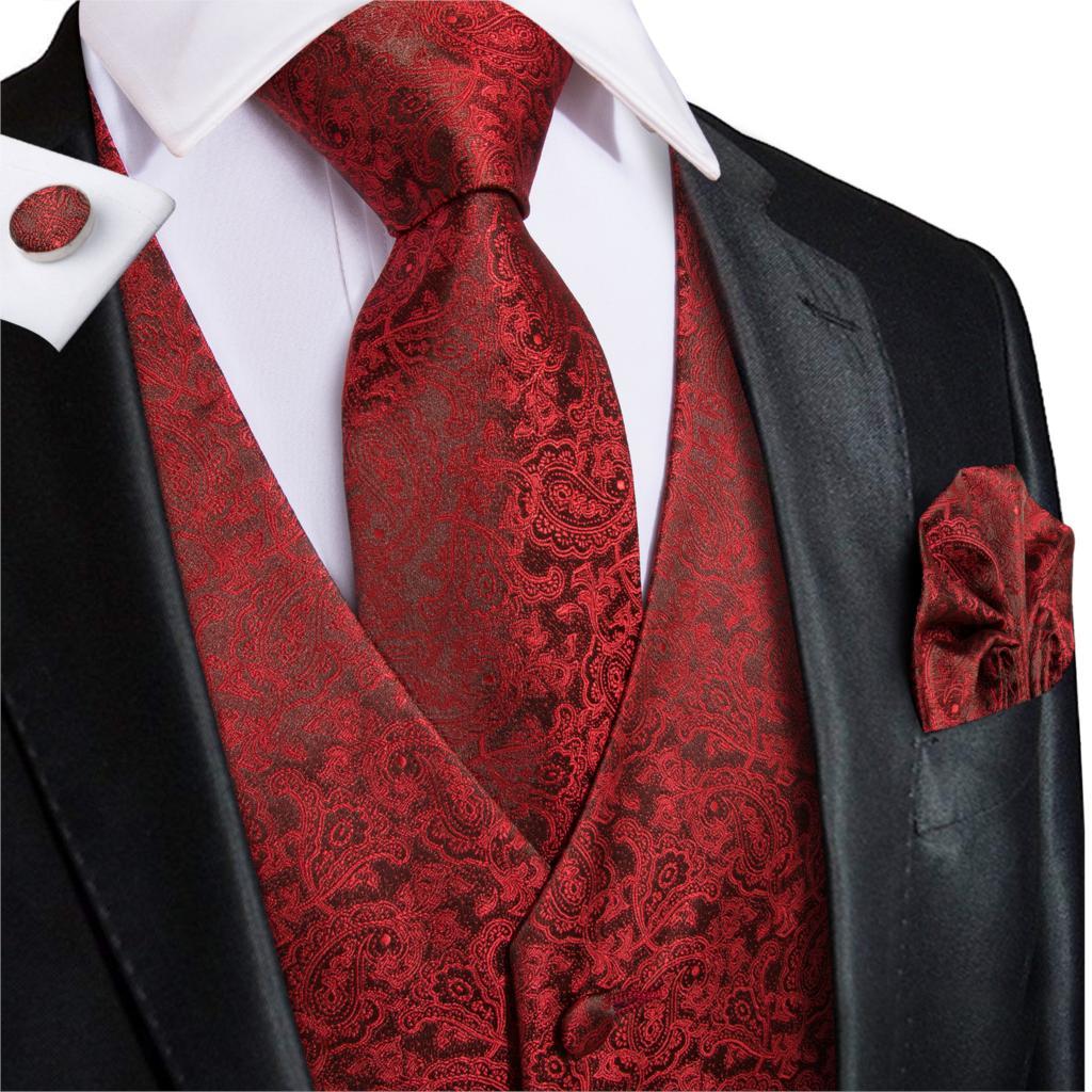 2020 Hi Tie Men Suit Vest Silk Waistcoat Slim Paisley Tie Cufflinks ...
