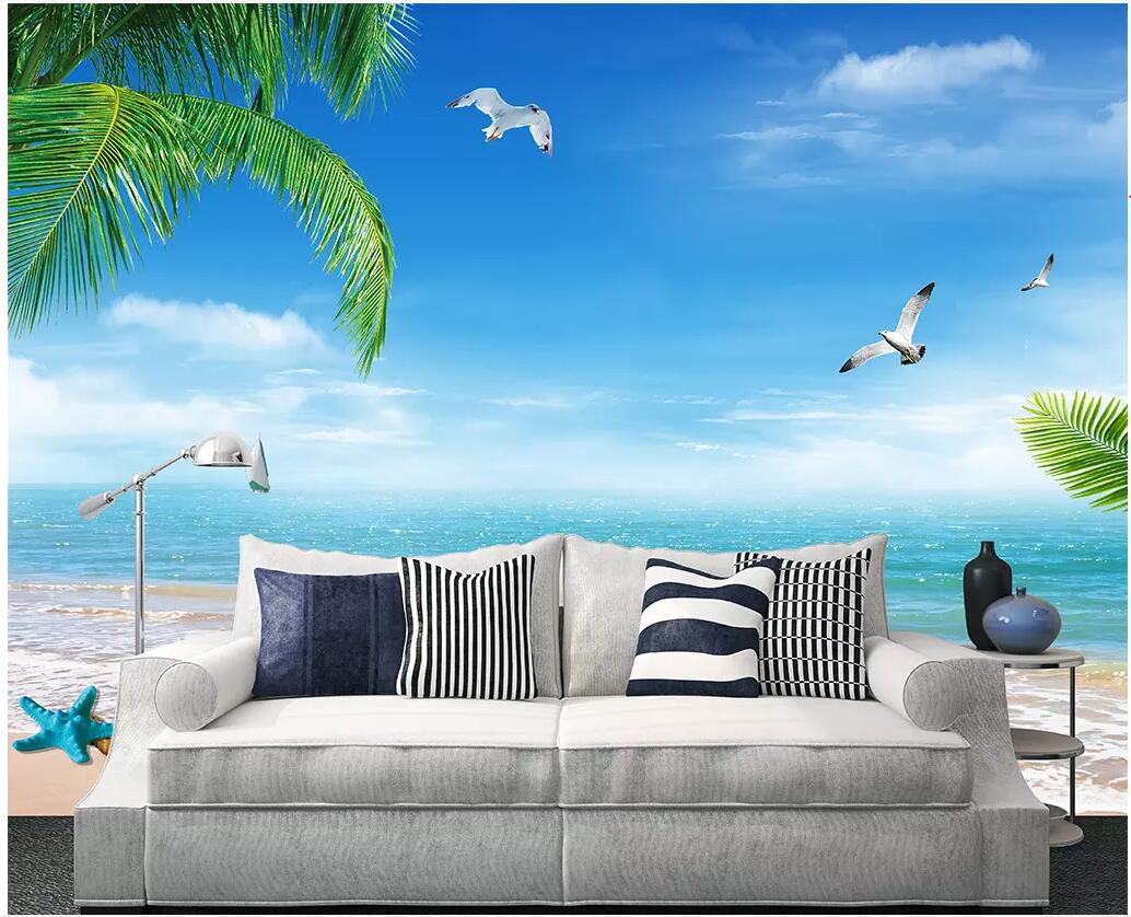

WDBH 3d wallpaper custom photo Maldives seascape landscape with coconut trees living room home decor 3d wall murals wallpaper for walls 3 d, Non-woven