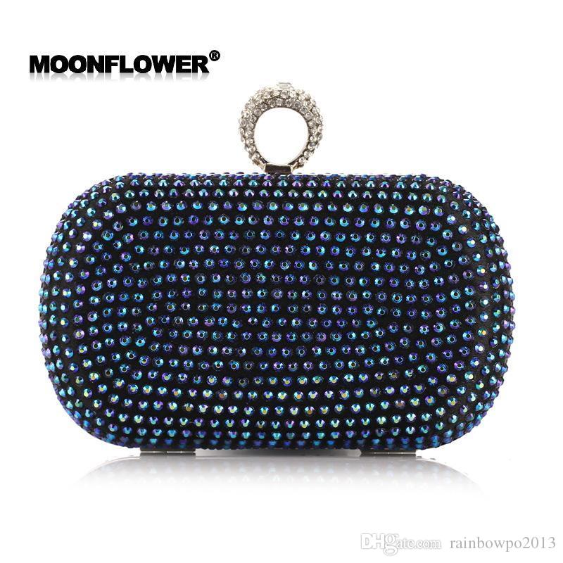 

Designer-factory sales new brand bag diamond finger Dinner Bag Korean Rhinestones process package dinner hand bag ladies handbag Mini Pack, Blue